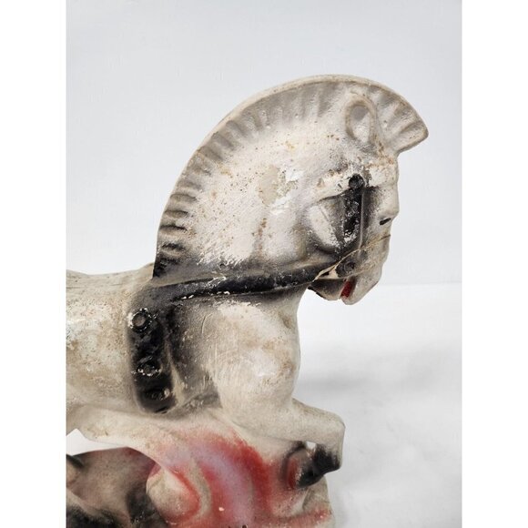 Vintage Large Carnival Trojan Horse Chalkware Statue Figurine Mid Century Modern - Picture 6 of 10